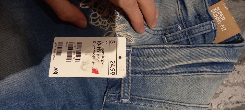 Жинсовые брюки для девочек. H&m, Америка. На 10-11лет