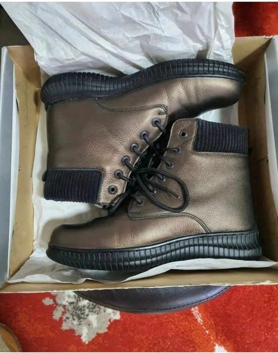 Ghete imblanite doamne/adolescente, din piele naturala, model aramiu,