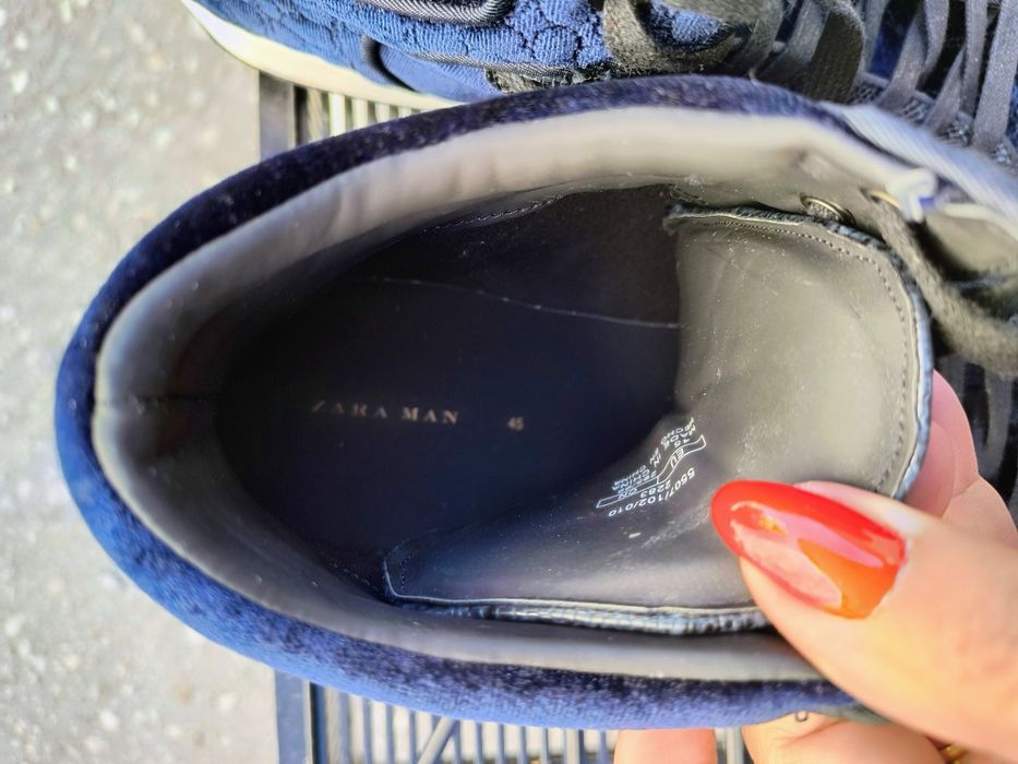 Нови боти ZARA кожа и набук, тъмно синьо