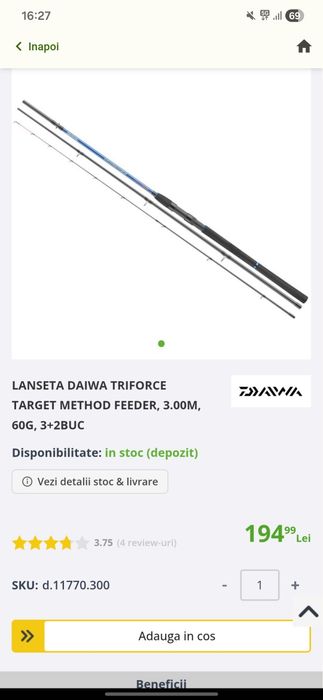 Lanseta daiwa triforce 130 lei