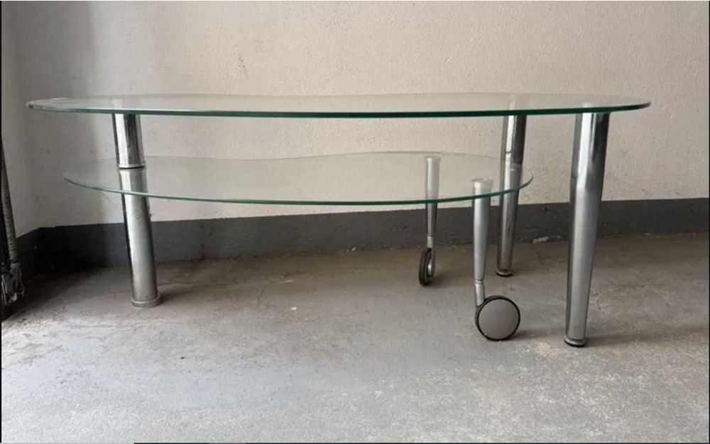 Masuta de cafea living din sticla cu blat rotativ