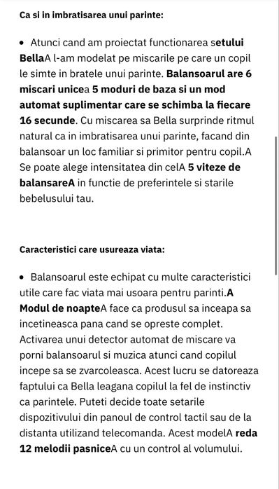 Balansoar şi landou Lionello, Bella, Ecran tactil si telecomanda
