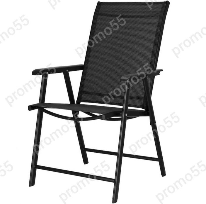 Градински стол метален, сгъваем, максимално тегло 150кг, черен