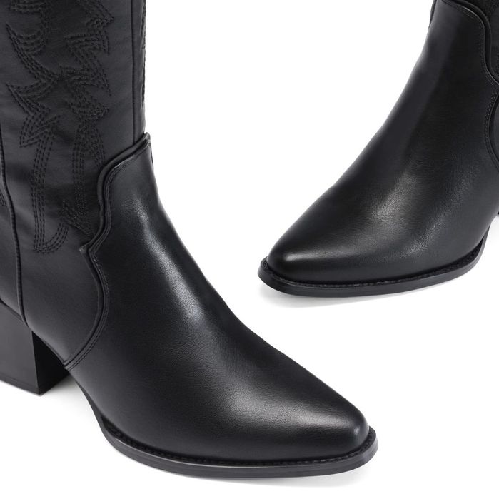 Cizme dama cowboy negre lungi toc gros marime 38