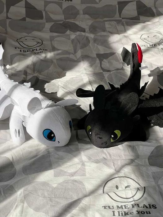 Плюшена играчка Как да си дресираш дракон, Черен/Бял