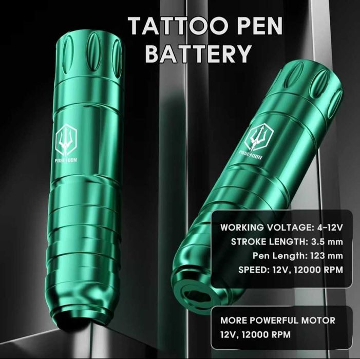 Kit de tatuat profesional complet, aparat Pen, Tus, Geanta transport