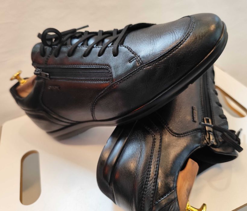 Pamtofi casual 44 premium GEOX piele naturala moale negru