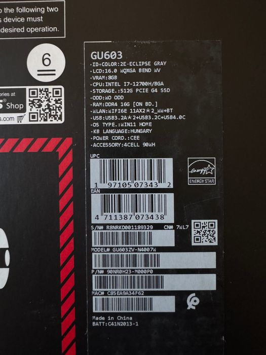 Laptop Asus ROG Zephyrus G16 GU603ZV