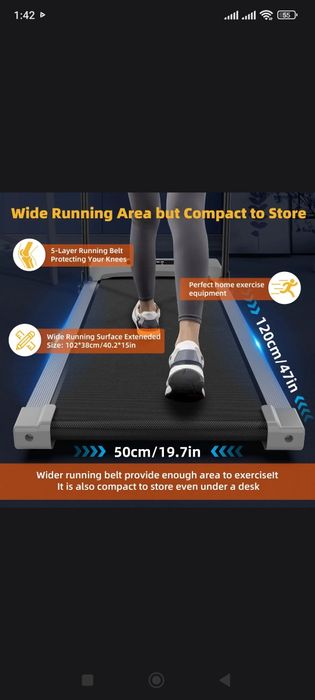 Беговая дорожка электрическая 120x53 см