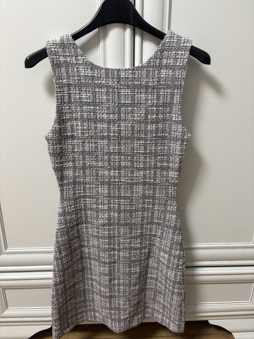 Rochie  Sarafan fete gri cu negru si mov argintiu