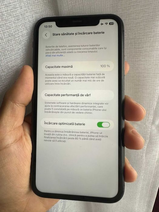Iphone 11 Negru 64 GB Baterie 100% Liber de retea