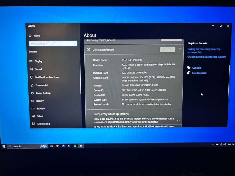 Laptop Gaming Asus Tuf Fx505DT