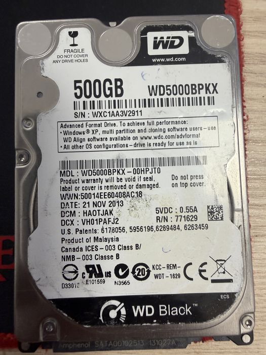Hard Disk Laptop WD Black WD5000BPKX 500GB, 7200rpm, 16MB, SATA 3