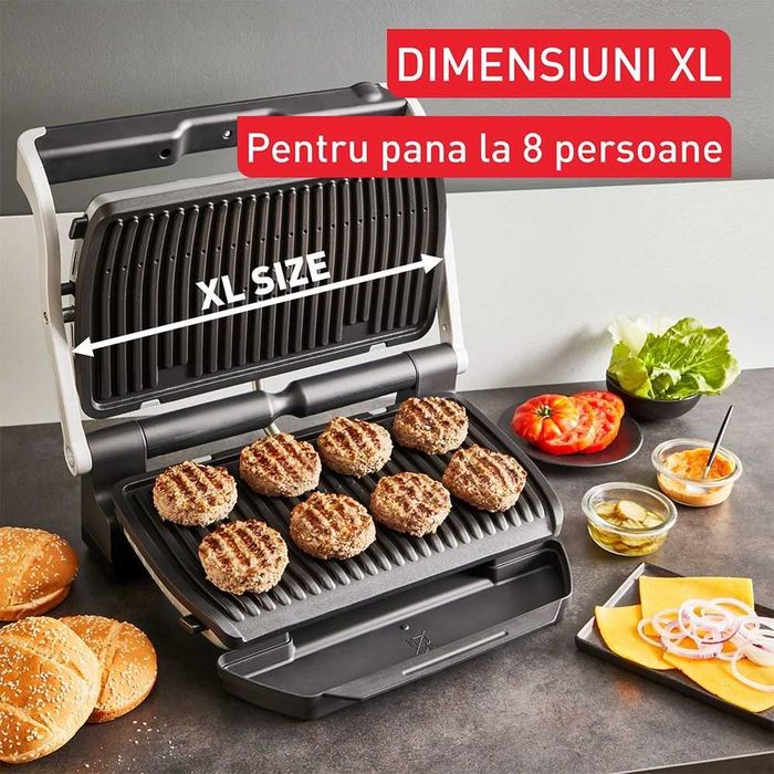 Gratar electric TEFAL OptiGrill+ XL, 2000W, 9 programe automate, argintiu-negru