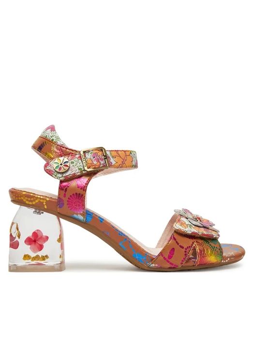 Обувки/ сандали Laura Vita с дебел ток и флорални елементи