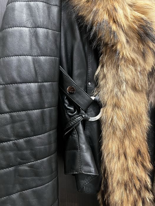 Кожено яке с лисица пух