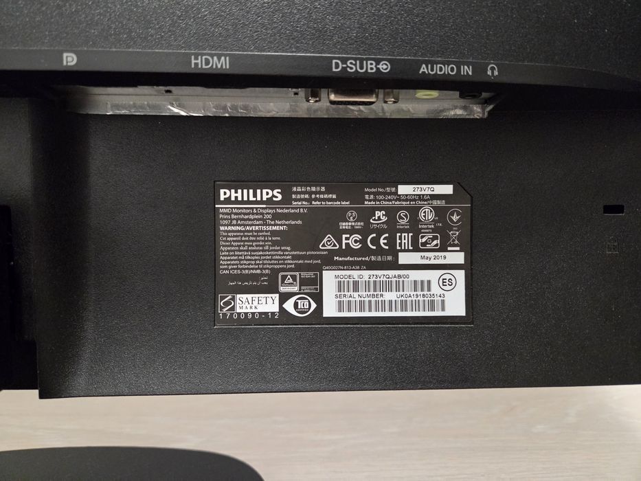 Monitor LED IPS Philips 27", Full HD, VGA, DVI, HDMI, Negru