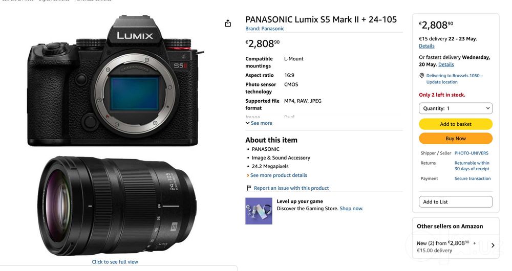 Panasonic Lumix S5 II 24-105mm F4 sotiladi | 6K open gate 4.2.2 10bit