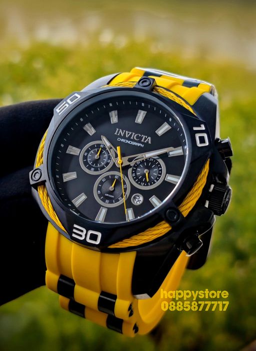 INVICTA Vanguard Yellow/Black 50mm, Инвикта нов ръчен часовник
