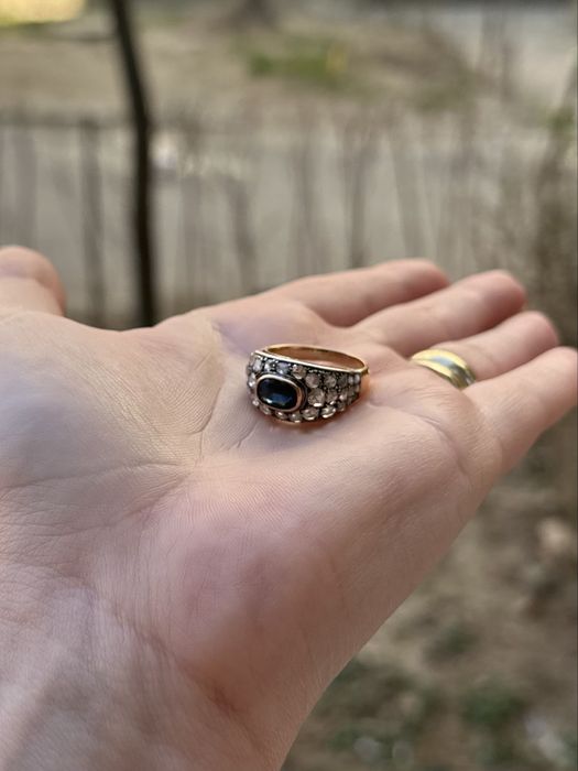 Inel 18k Safir si diamante naturale