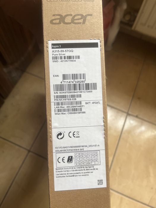 Vand leptop Acer aspire3 model A315-59-57GQ