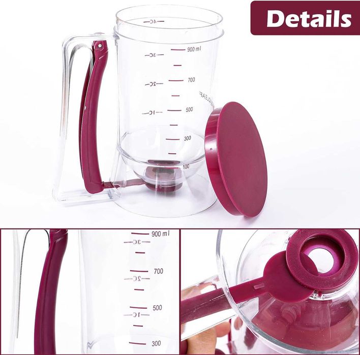 Dozator aluat cu capac si scala de masurare pt. clatite briose 900ml