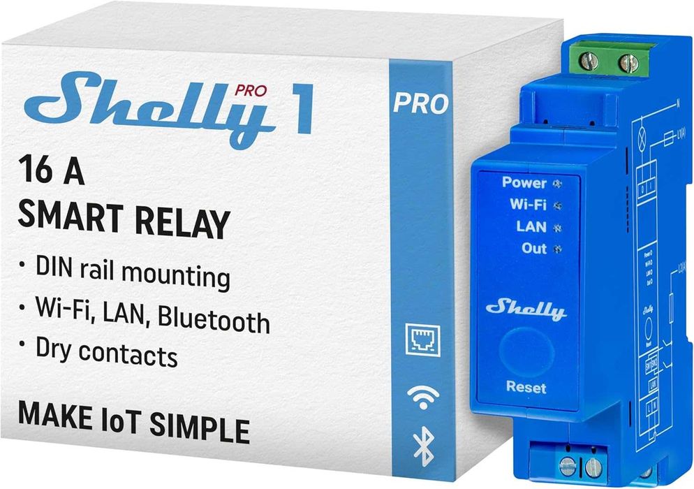 Shelly Pro 1 - Întrerupător conectat pe șină DIN 16A
