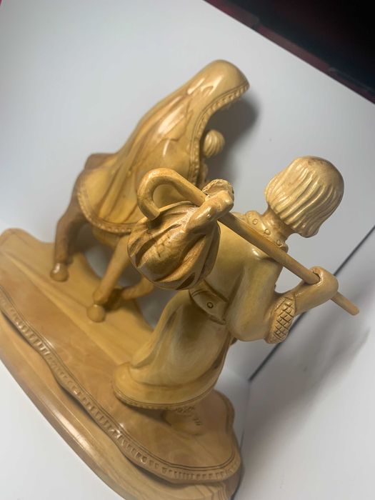 Statueta scena biblic handmade Maria Isus Fatima Bethlehem lemn maslin