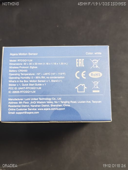 Vand Senzor Miscare Zigbee Aquara RTCGQ11LM