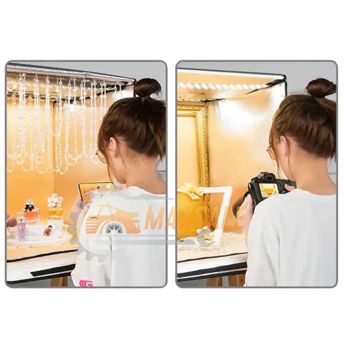 Фото кутия фотография 40см с осветление, 5 фона, захранване и чанта