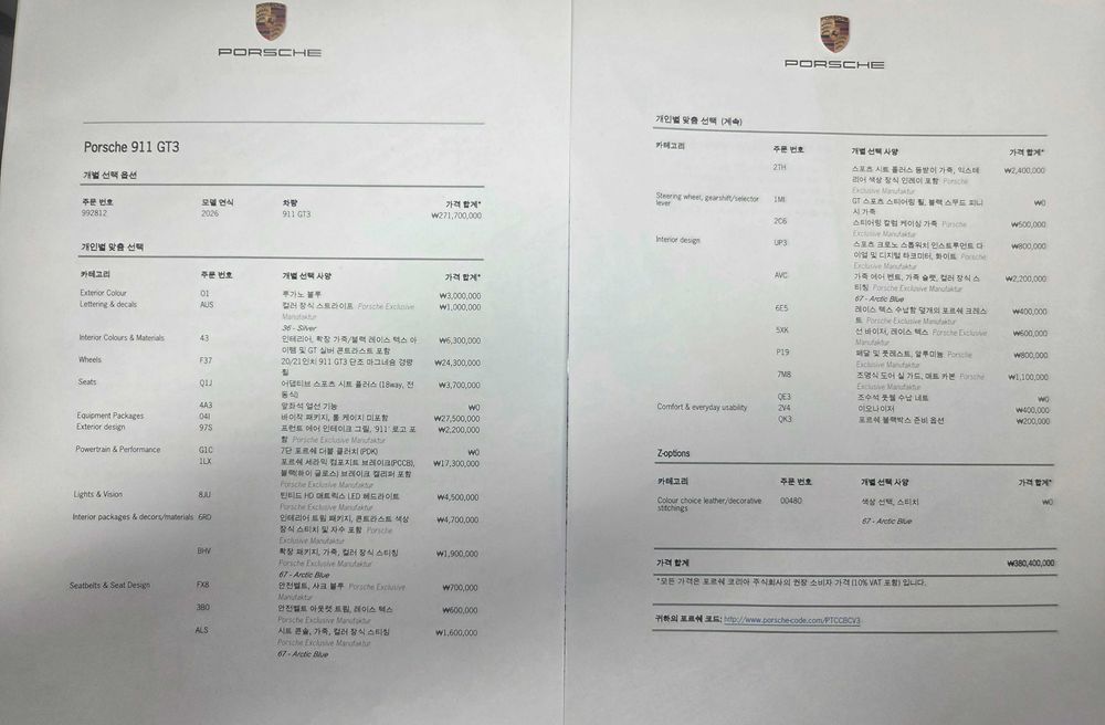 GT3 Porsche 911 Weissach Package