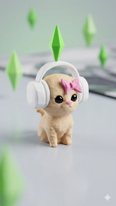 Котик из Sims в наушниках