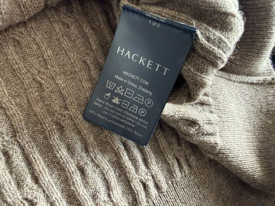 80% вълна Hackett London Cable Crew Lambswool Pullover ОРИГИНАЛ мъжки пуловер - L/XL
