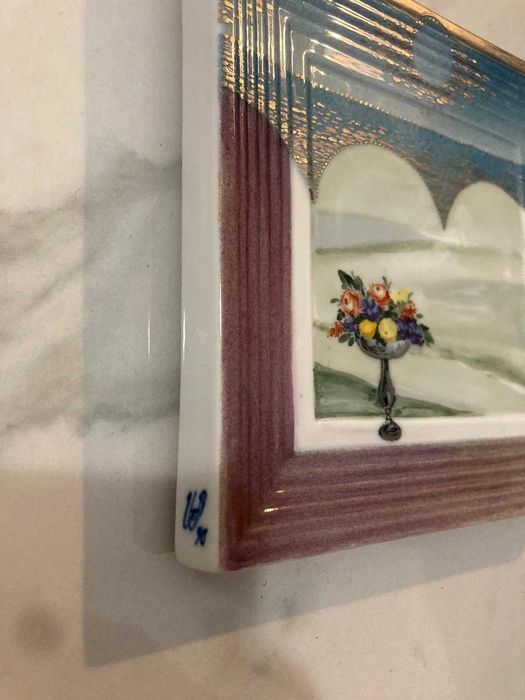 faianta gresie incastrabila tablou Meissen pictat original cu stanta