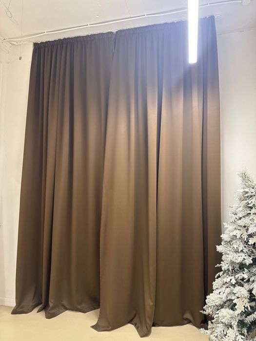 Шторы блэкаут коричневые и серые