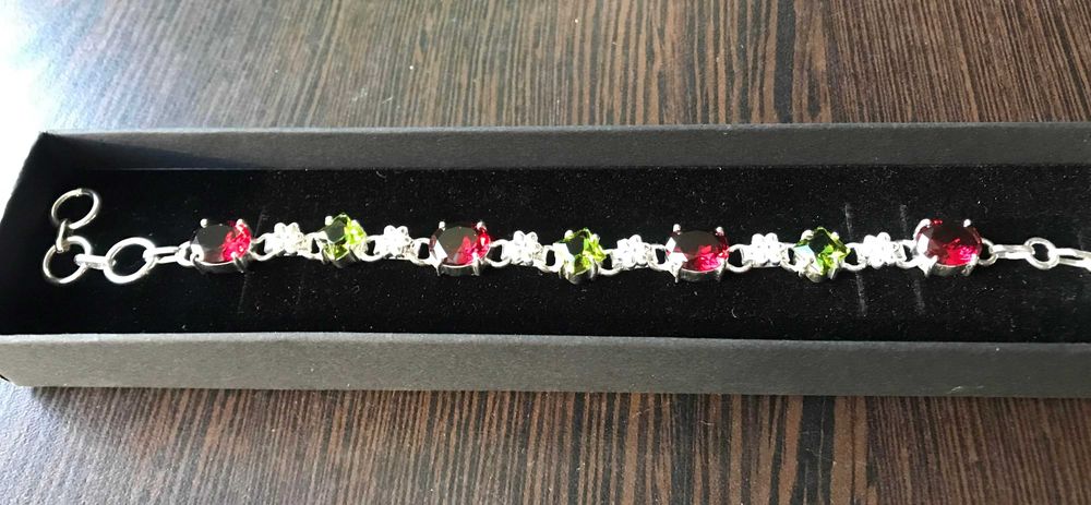 Bratara Argint 925 cu Pietre Semipretioasa Peridot si Granat TOY