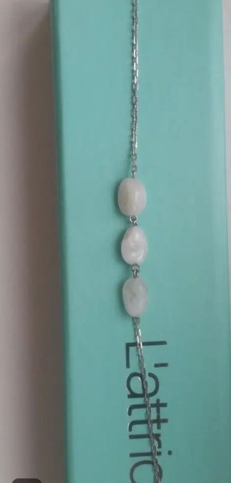 Браслет для ног, серебро, лунный камень