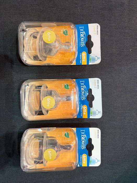 Биберони Dr Brown’s natural flow, поток 3 , 6+ месеца