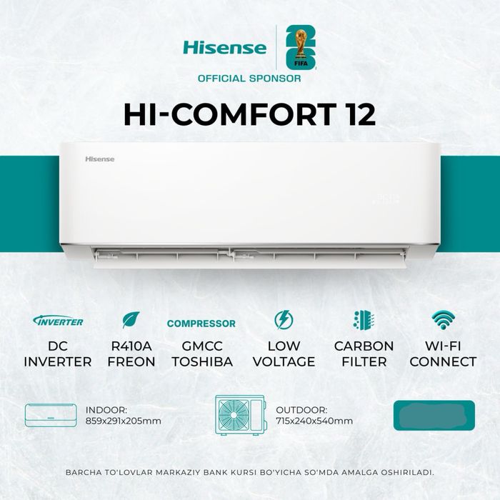 Кондиционер Hisense Wings/Carter S/DC invertor/R32 фреон +4Wind +дос.