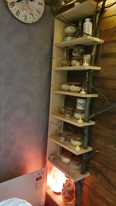 Уникална дървена етажерка с естествени клони, шкаф, рафтове