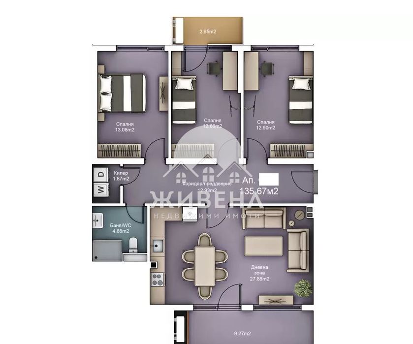 Продава се Четиристаен апартамент в к.к. Св.Св. Константин и Елена - 136 кв.м за 1912 €/кв.м - Снимка #3