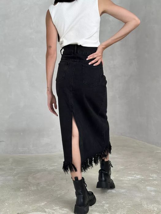 Джинсовая юбка миди женская