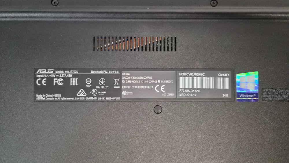 Laptop Asus Model R702U Grey