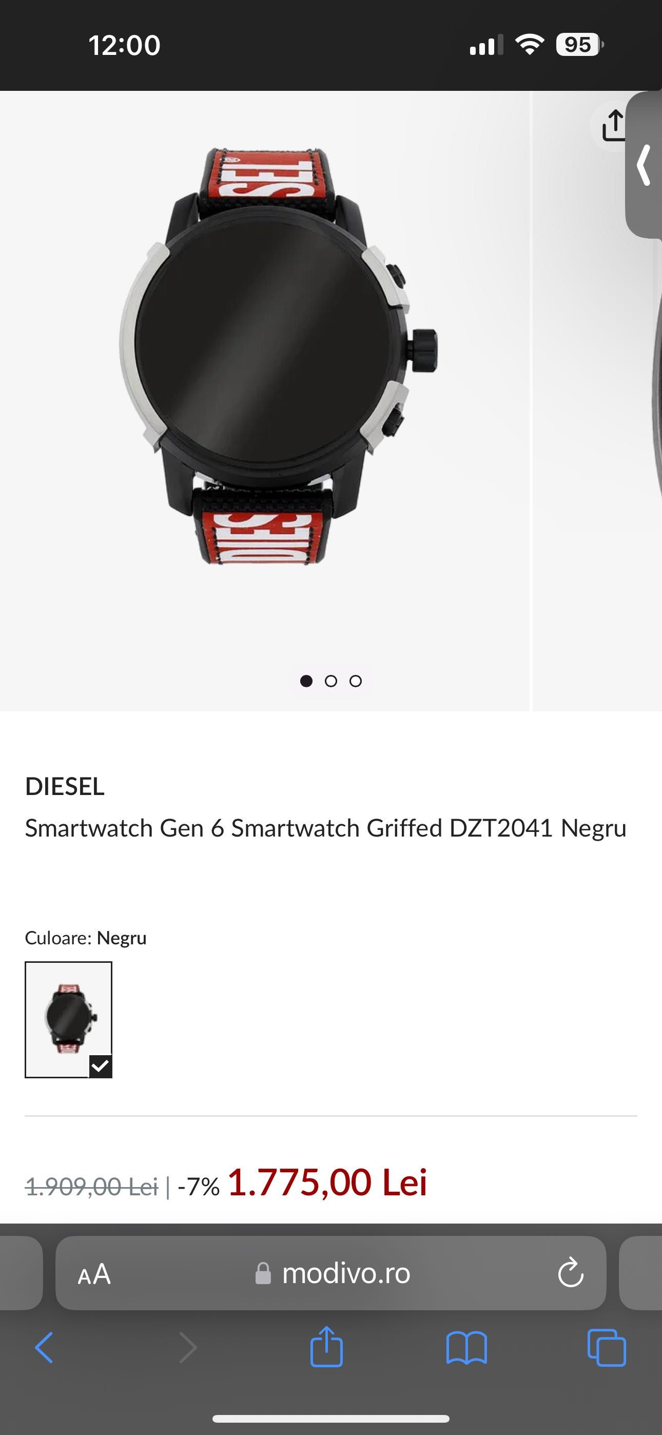 Smartwatch Diesel On Generația a 6-a Nou Griffed DZT2041 Negru