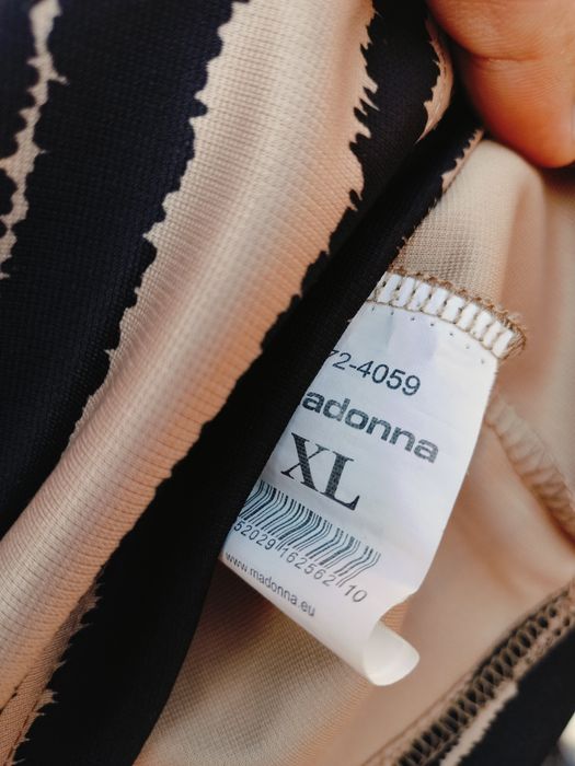 Fustă scurtă de damă Madonna – Bej cu dungi negre, mărimea XL