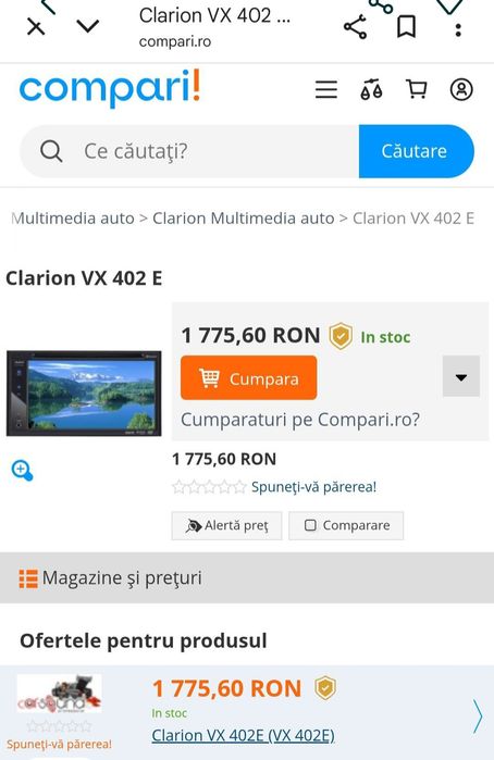 Multimedia Auto Clarion VX402E 450 Lei