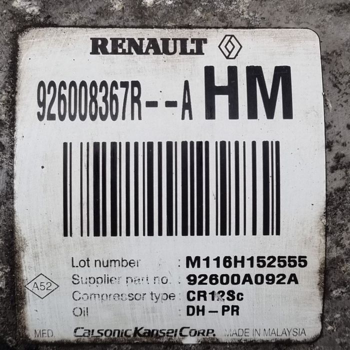 Compresor clima Dacia Duster Facelift 1.2 TCE Benzina 2013 - 2018 125CP H5F 404 H5F 408 ...