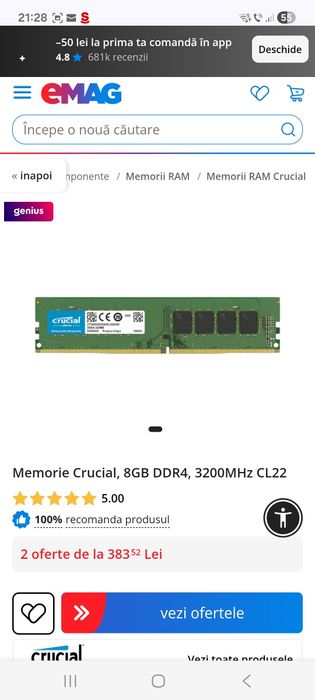 Memorie rami ddr 4   8 si 4 gb ddr4