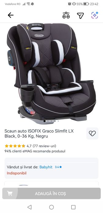 Scaun auto Isofix Graco Slimfit LX Black,