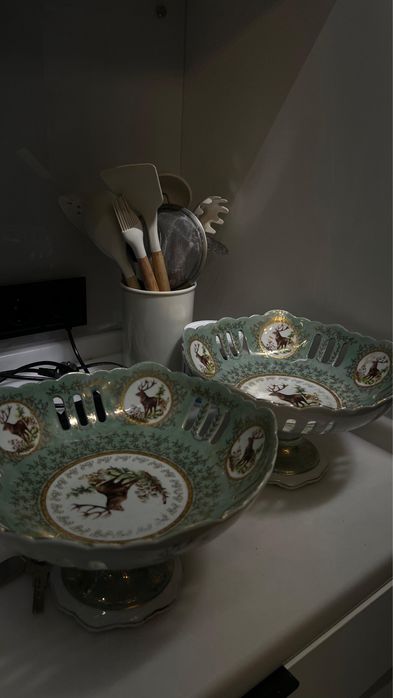 стеклянная этажерка для сухофрукт и фруктовница